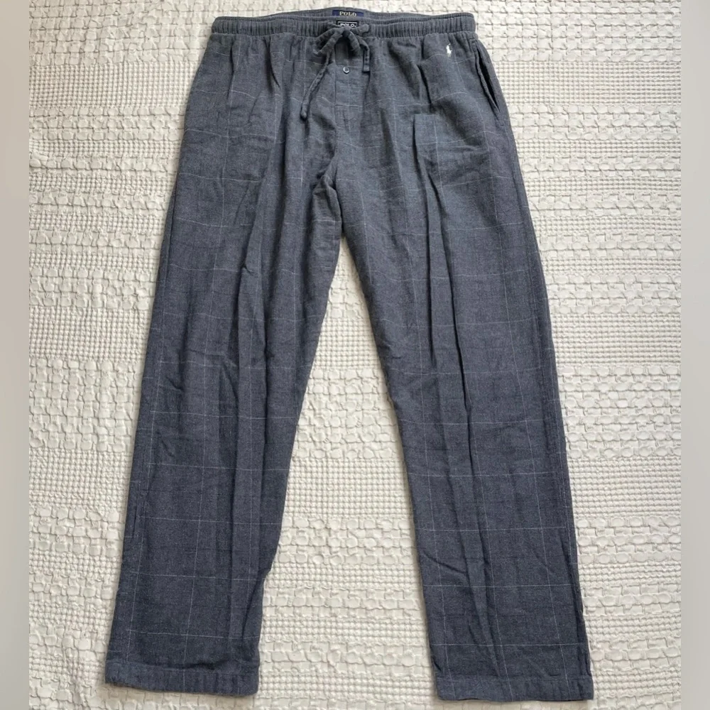 Polo Ralph Lauren‎ Pajama Pants Sleepwear Gray Grid Flannel XL